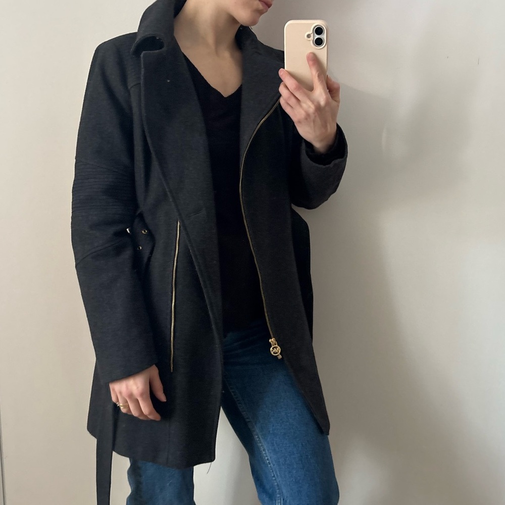 Michael Kors Gray Wool Pea Coat Size Small